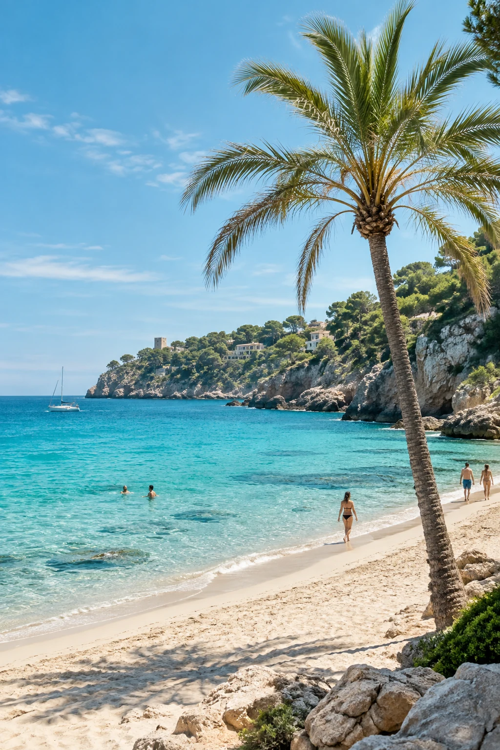 A turquoise Mediterranean beach in the sunshine